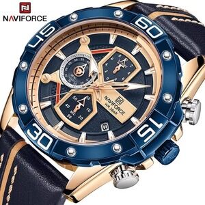 Naviforce Stylish‎ Chronograph Watch in Leather for Men